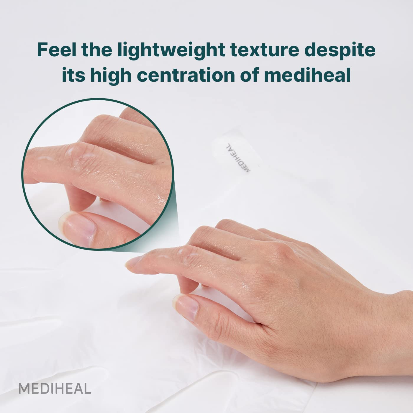 Mediheal Derma Layer Hand Mask vitamin E closeup suggests nourishing benefits.