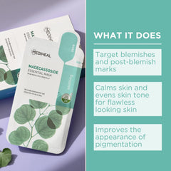 Mediheal Madecassoside sheet mask on face providing calming hydration.