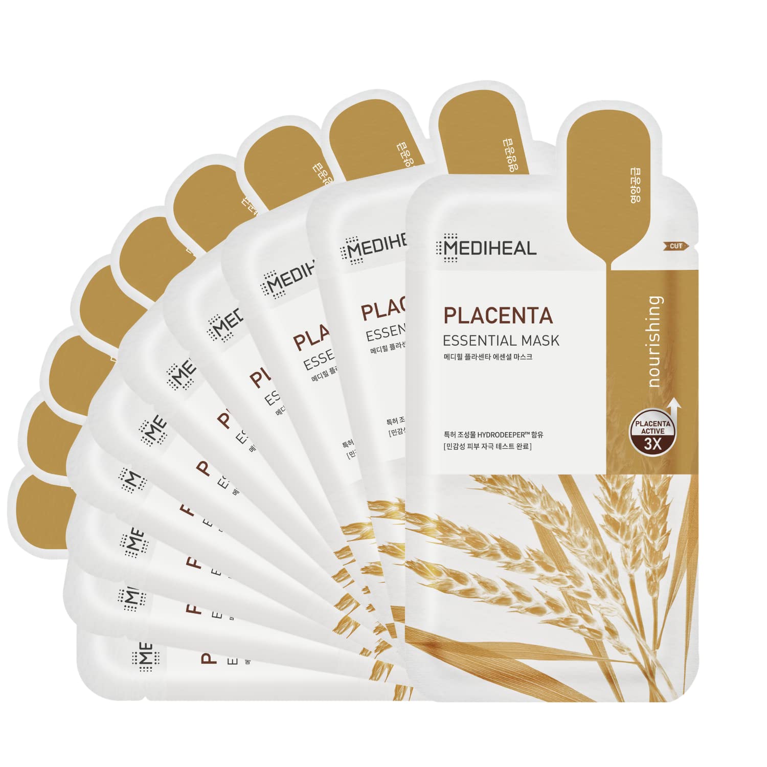 Mediheal Placenta mask packaging close-up with sustainable materials.
