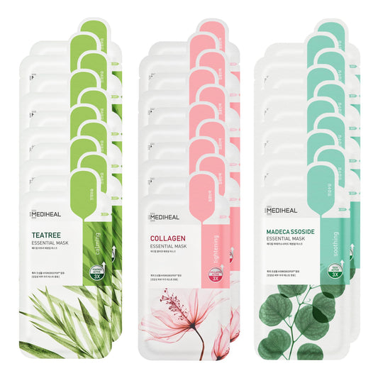 Mediheal Sheet Mask Essential Collagen Tea Tree Madecassoside collection boosts hydration and balance