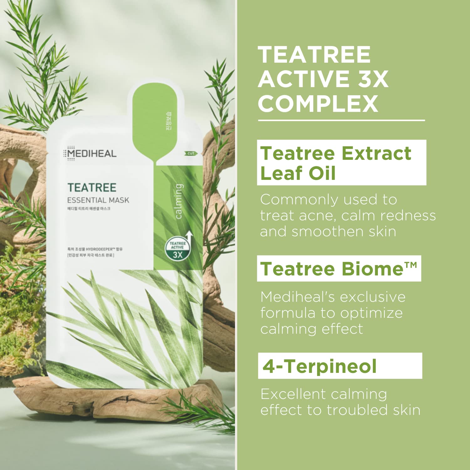 Mediheal Tea Tree Face Mask texture close-up highlights ultra-thin sheet for comfort