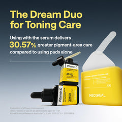 Mediheal single pad detail emphasizing gentle, skin-friendly formula.