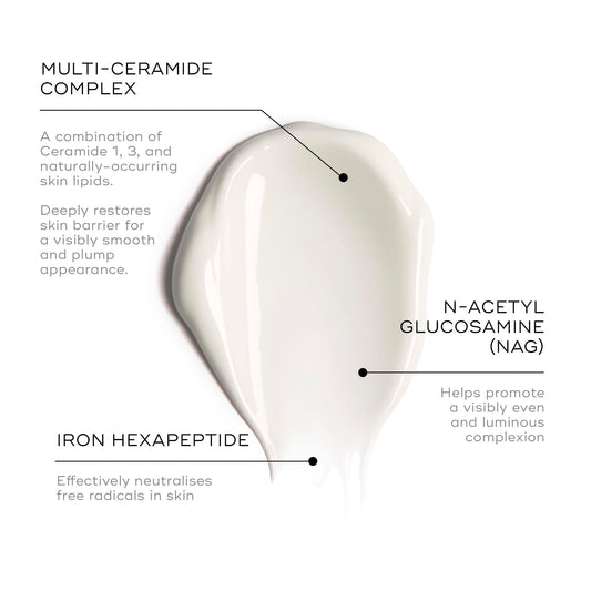 Medik8 Advanced Night Ceramide texture closeup highlights creamy, fast-absorbing formula.