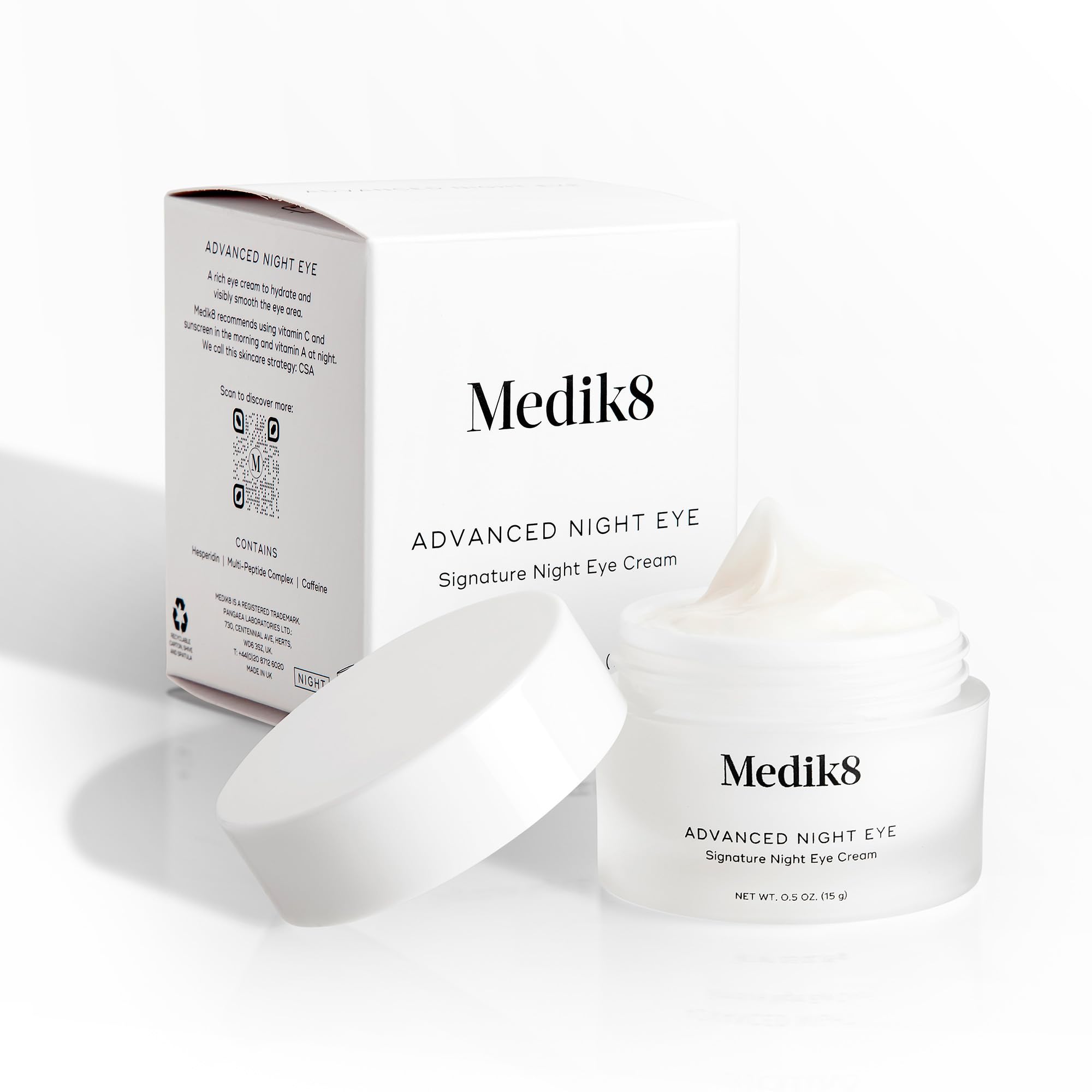 Close-up of Medik8 Advanced Night Eye Cream dispense for easy nighttime use