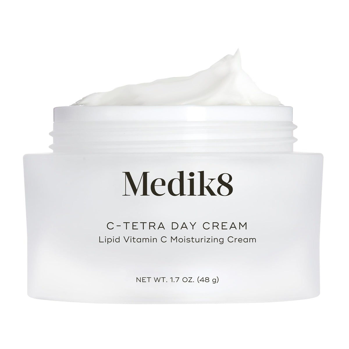 Medik8 C-Tetra Day Cream bottle closeup highlighting hydrating antioxidant protection.