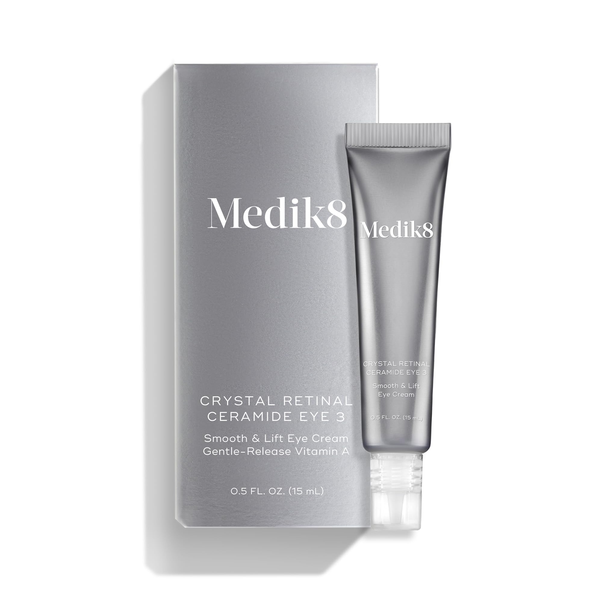 Medik8 Crystal Retinal Ceramide Eye 3 close-up, creamy texture for gentle hydration.