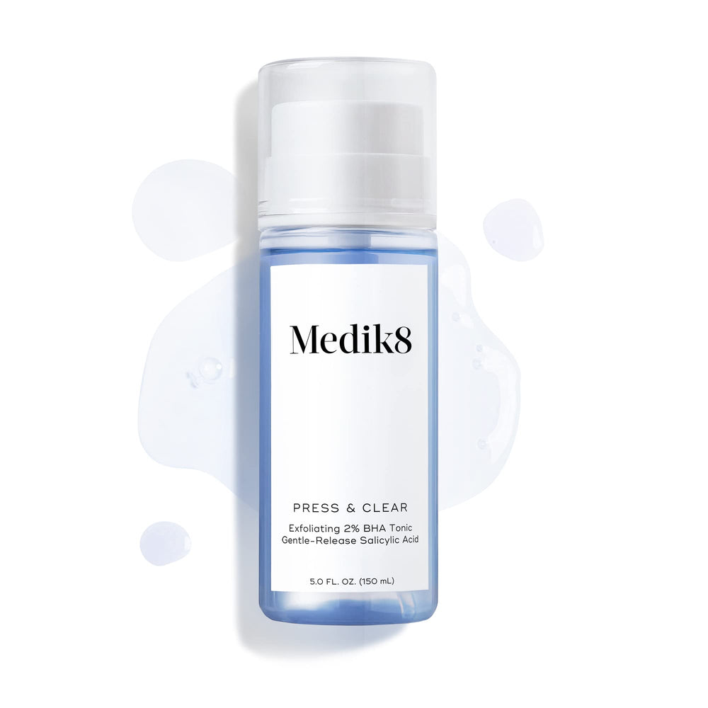 Medik8 Press and Clear toner label detail showing ingredients and pH balance