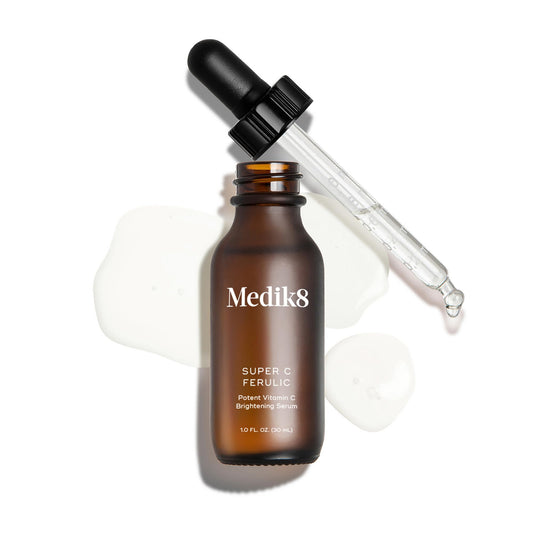 Medik8 Super C Ferulic bottle with pump for precise, convenient application.
