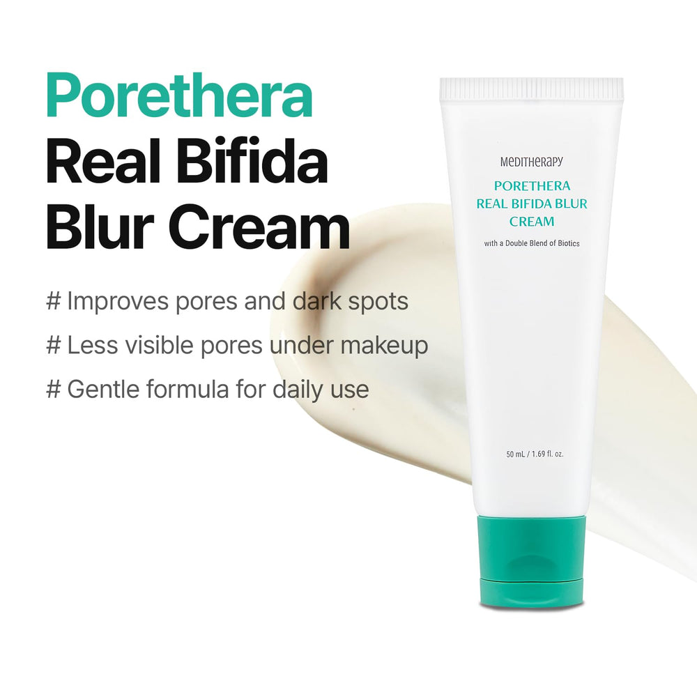 MEDITHERAPY Porethera cream texture swirl for creamy, lightweight finish.