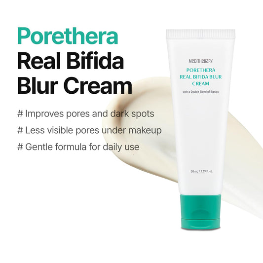 MEDITHERAPY Porethera cream texture swirl for creamy, lightweight finish.