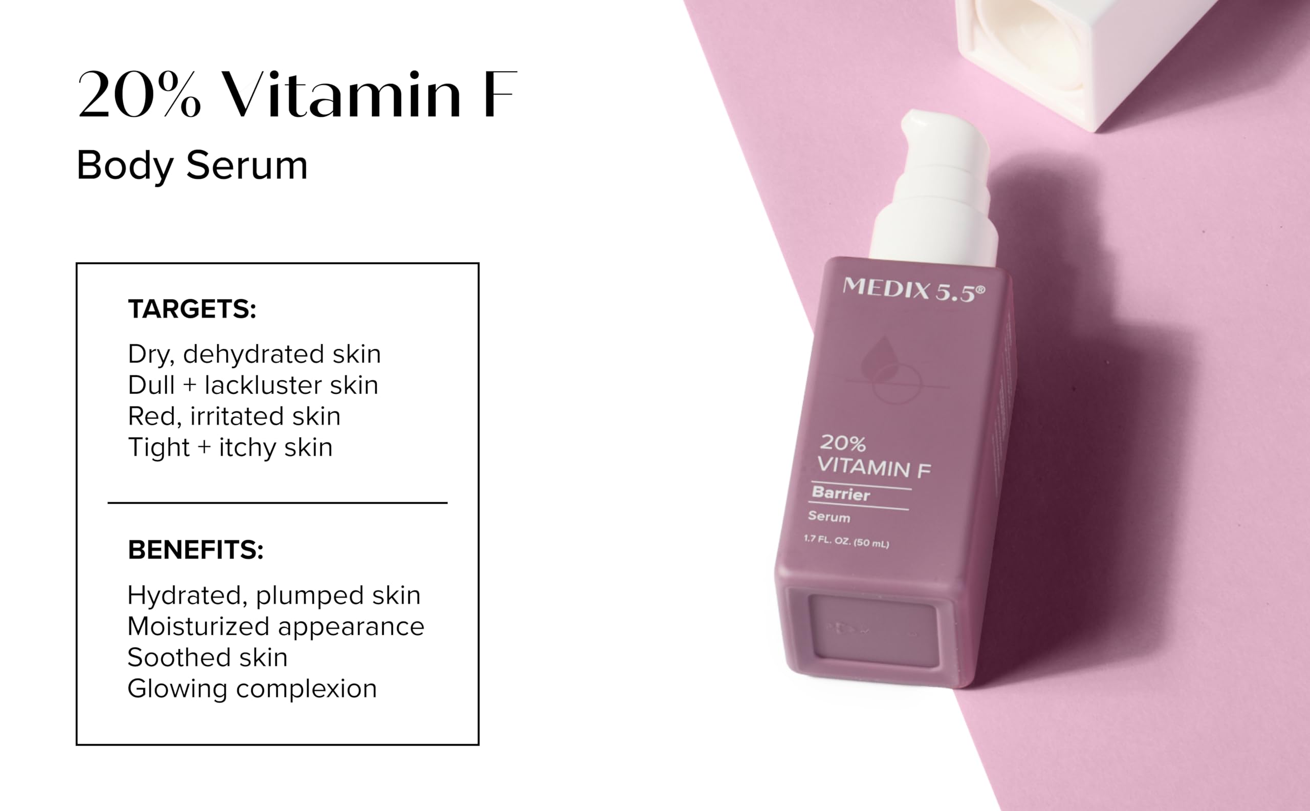 Medix 5.5 Vitamin F booster after application reveals hydrated glow.