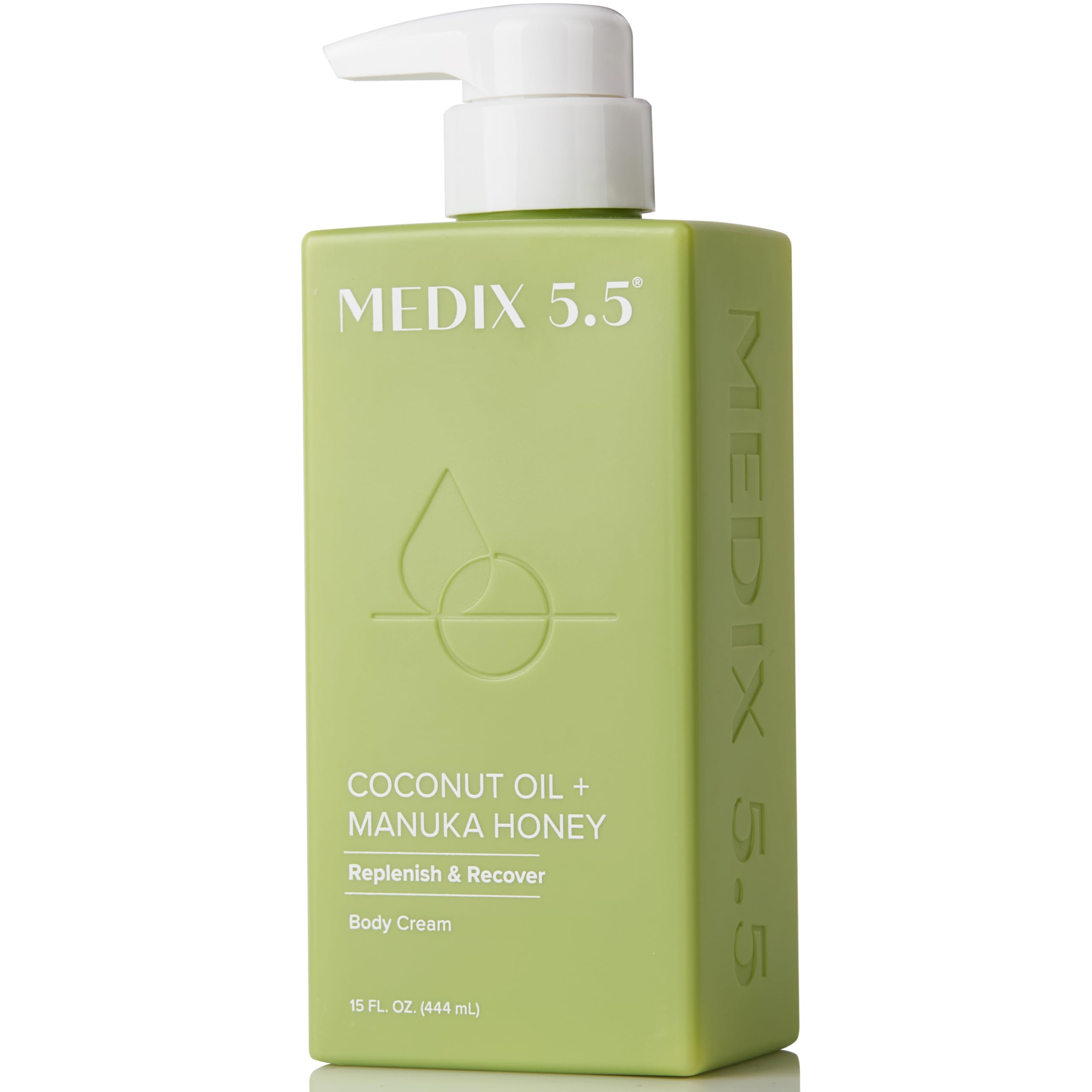 Medix 5.5 coconut-oil-manuka-honey body cream in a jar delivering rich hydration