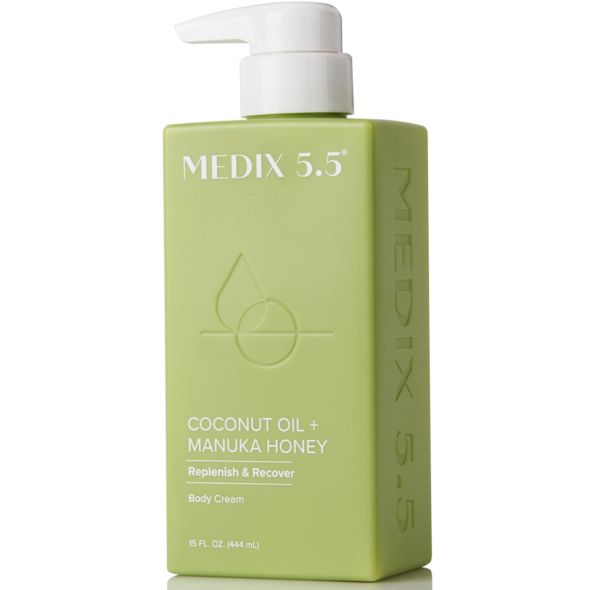 Medix 5.5 coconut-oil-manuka-honey body cream in a jar delivering rich hydration