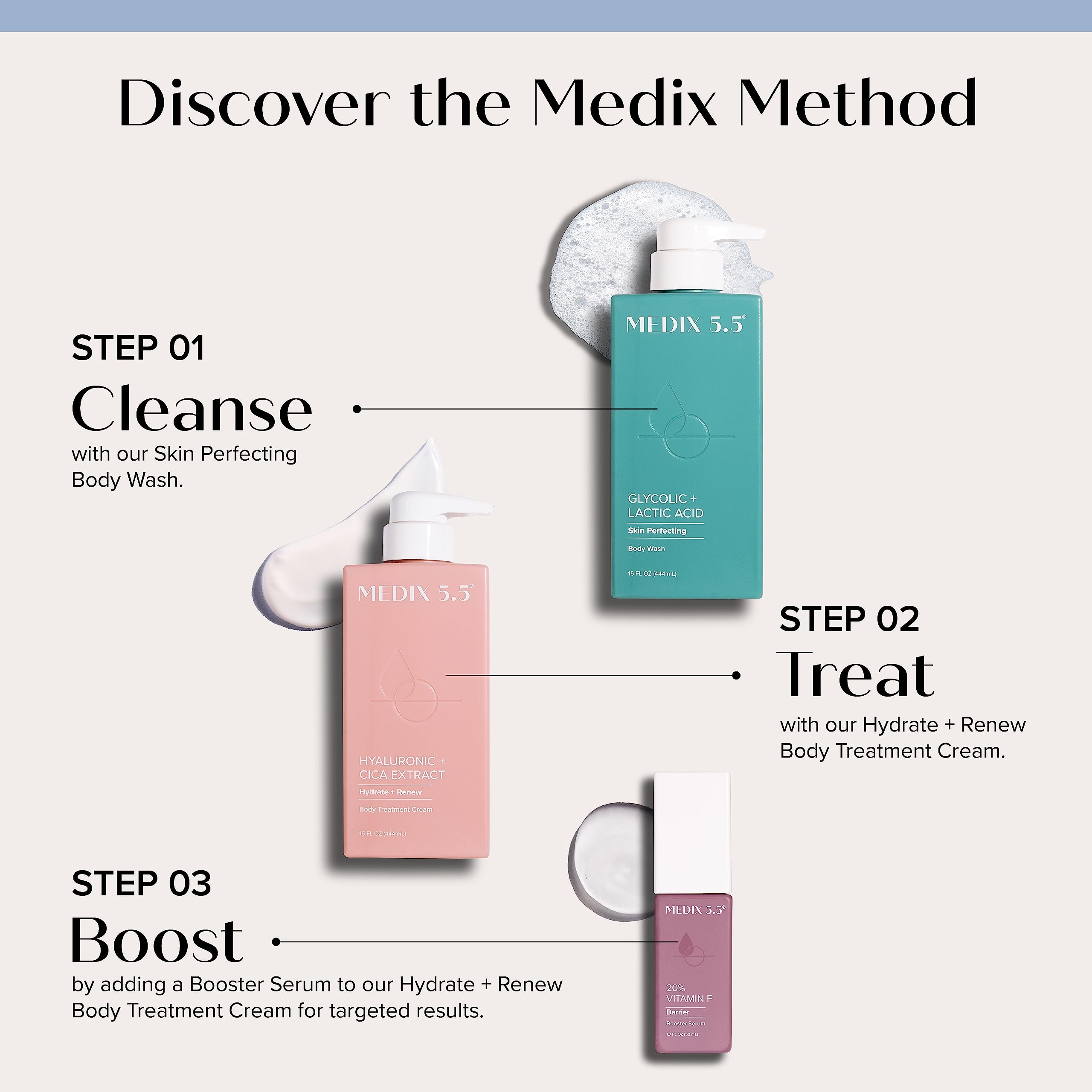 Medix 5.5 foaming wash in action on skin demonstrates gentle exfoliation.