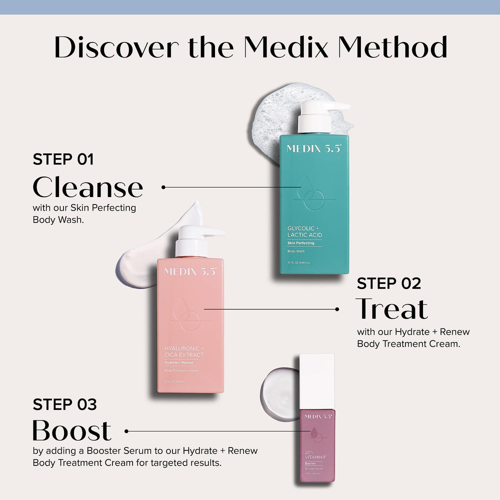 Medix 5.5 foaming wash in action on skin demonstrates gentle exfoliation.