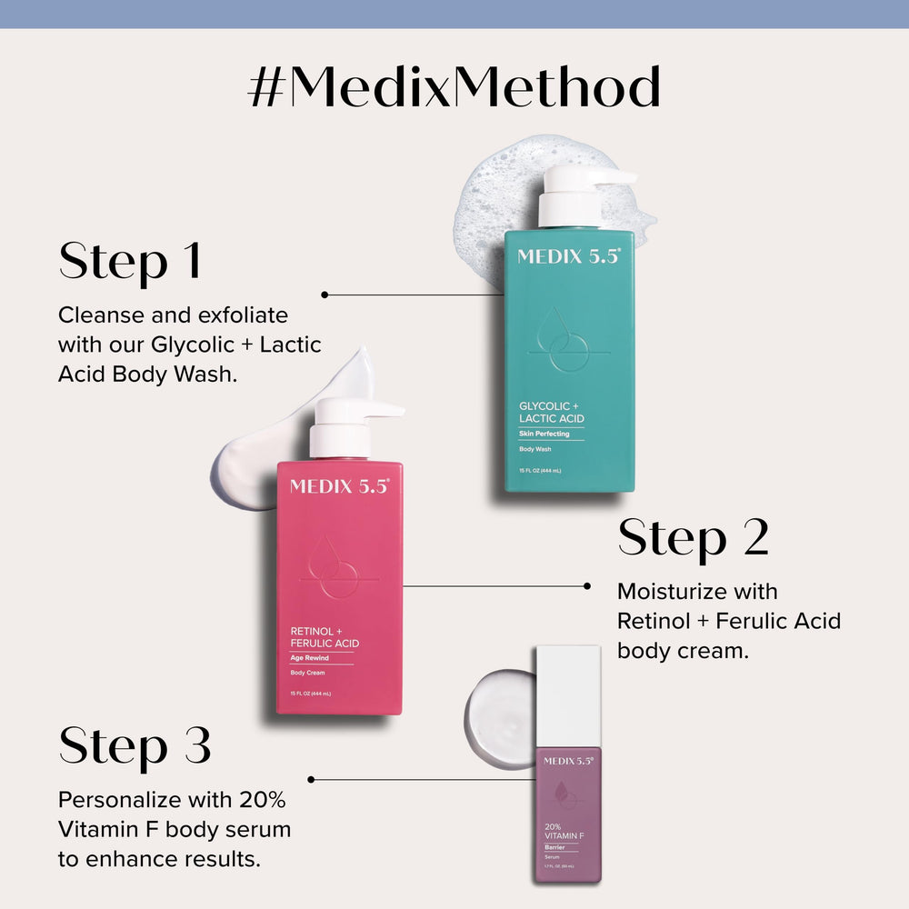 Medix 5.5 Glycolic-Lactic Acid Foaming Wash cleanses and exfoliates