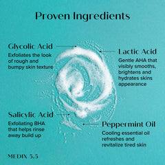 Medix 5.5 product highlighting KP bump texture improvement on skin.