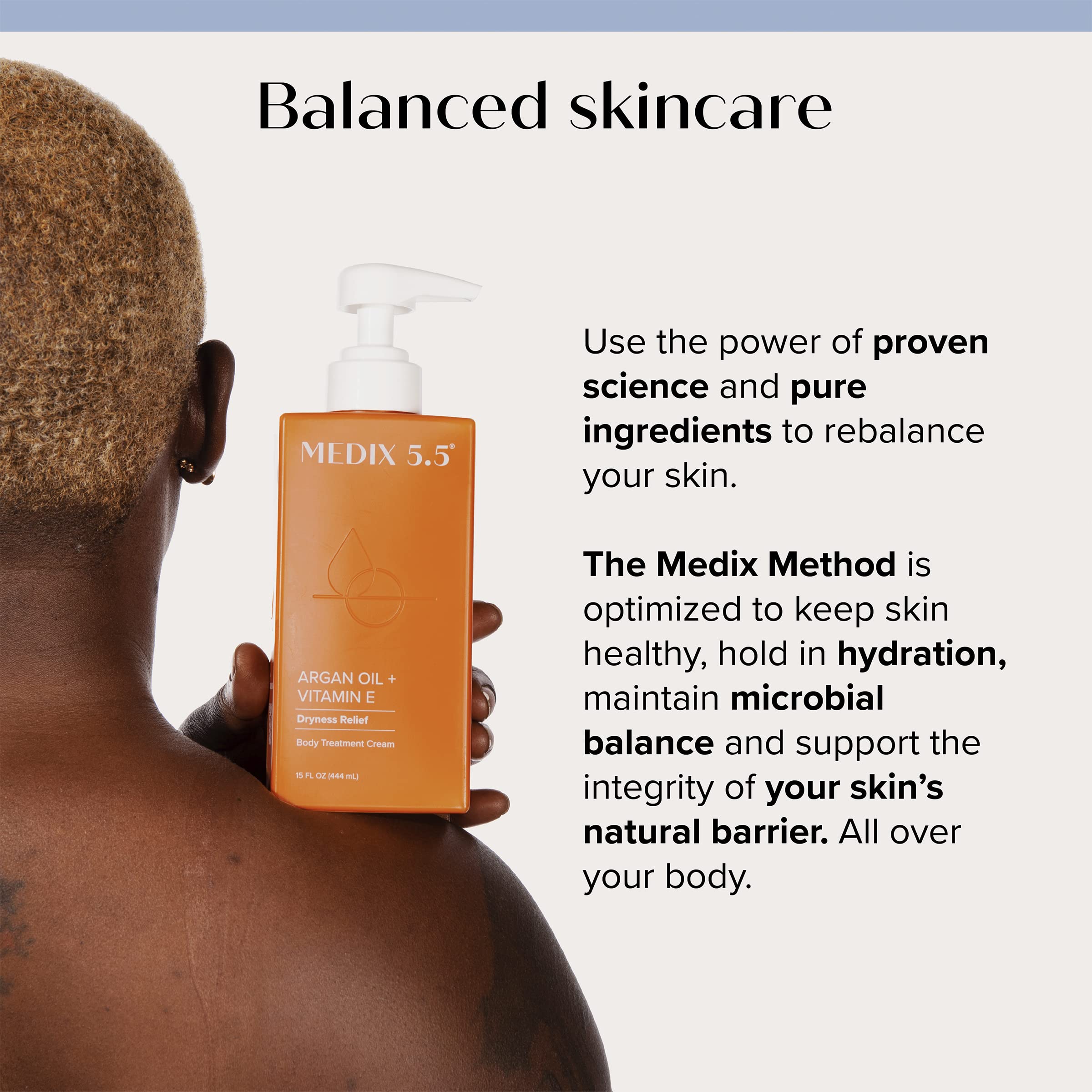 Lifestyle shot of morning routine with Medix 5.5 products for refreshed skin.