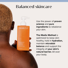 Lifestyle shot of morning routine with Medix 5.5 products for refreshed skin.