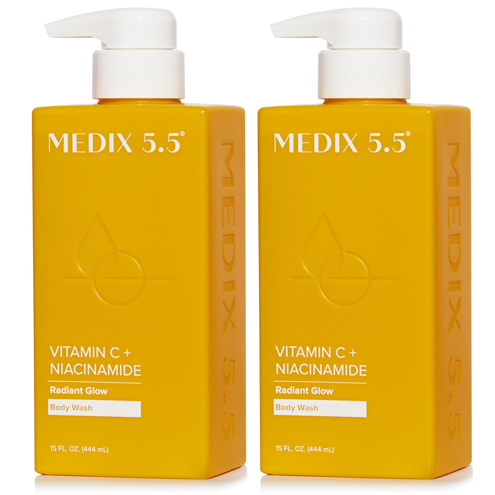 Medix 5.5 Radiant Glow bottle close-up for a refreshing Vitamin C cleanse
