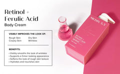 Medix 5.5 Retinol Body Lotion night routine shot suggesting gradual use.