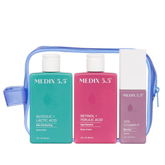 Medix 5.5 travel kit retinol body lotion for smoother, hydrated skin.