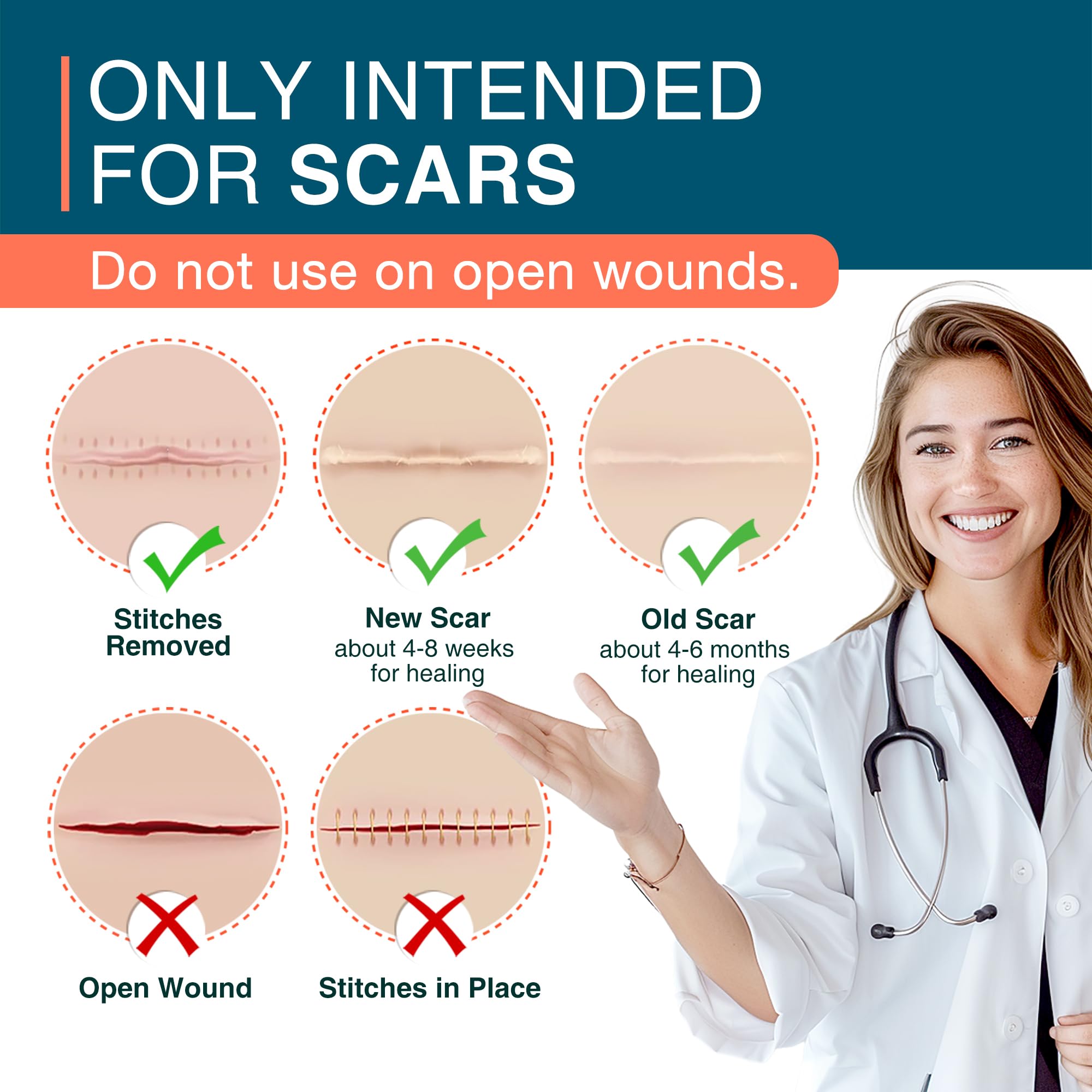 MEDLOT silicone scar sheets on body during wear, water and workout resistant