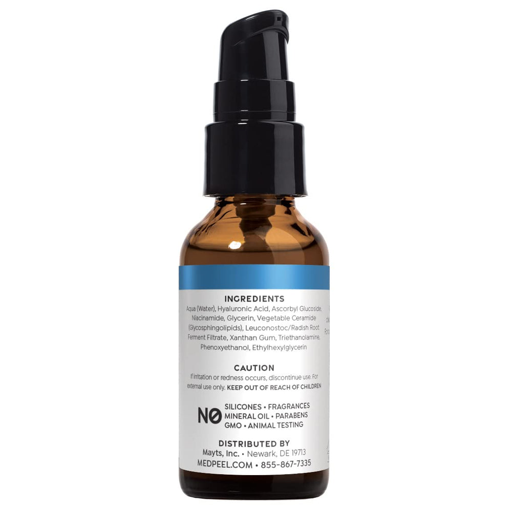 MedPeel Hydra-Plump serum texture showing quick, non-greasy absorption on skin