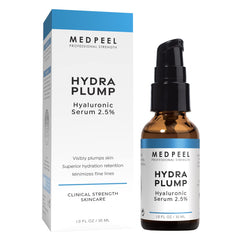 MedPeel Hydra-Plump serum bottle with pump delivering deep hydration