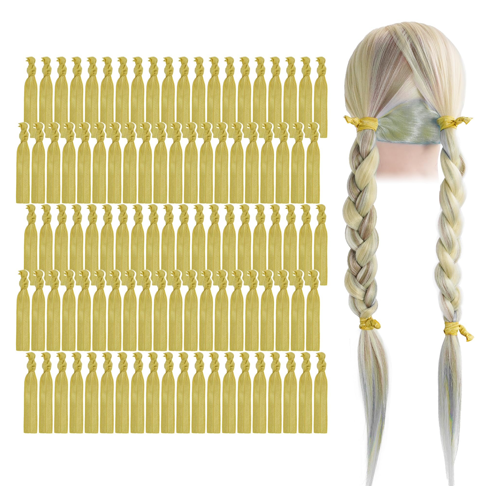 MEEDEE gold elastic hair ties pack, no-crease design for secure ponytails