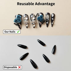 Meemooron blue flower rhinestones add delicate glamour to any look
