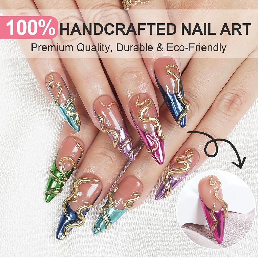 Meemooron press-on nails ready-to-use with reusable design and trimming.