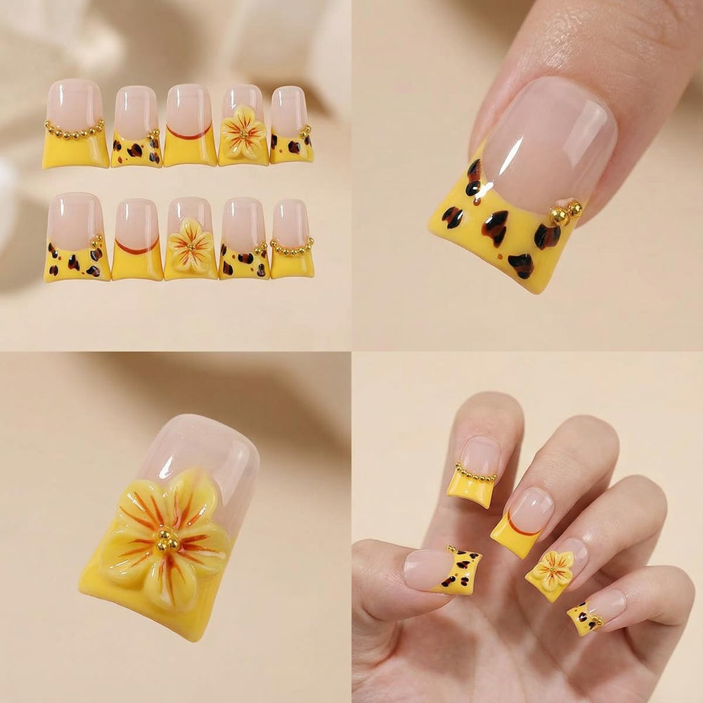 Leopard print Meemooron nails captured in vivid close-up.