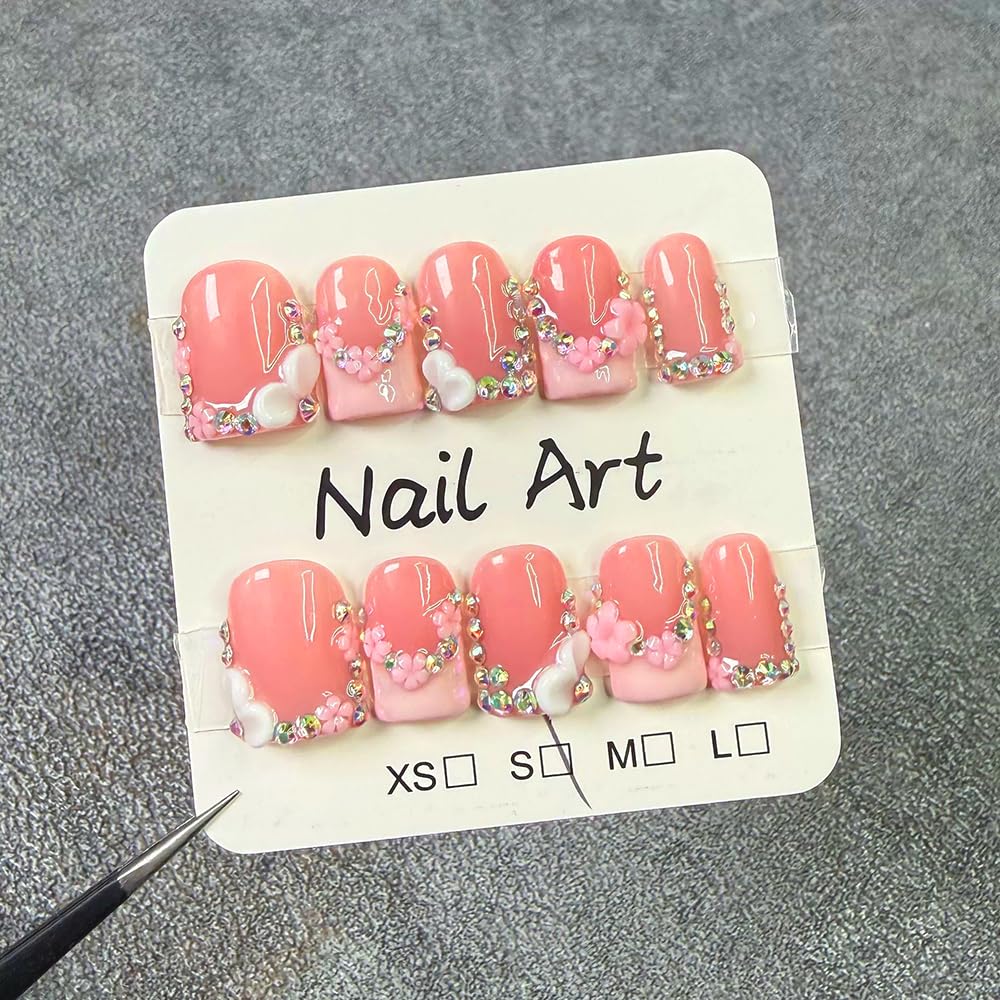 Meemooron glossy finish press-on nails for chic look.