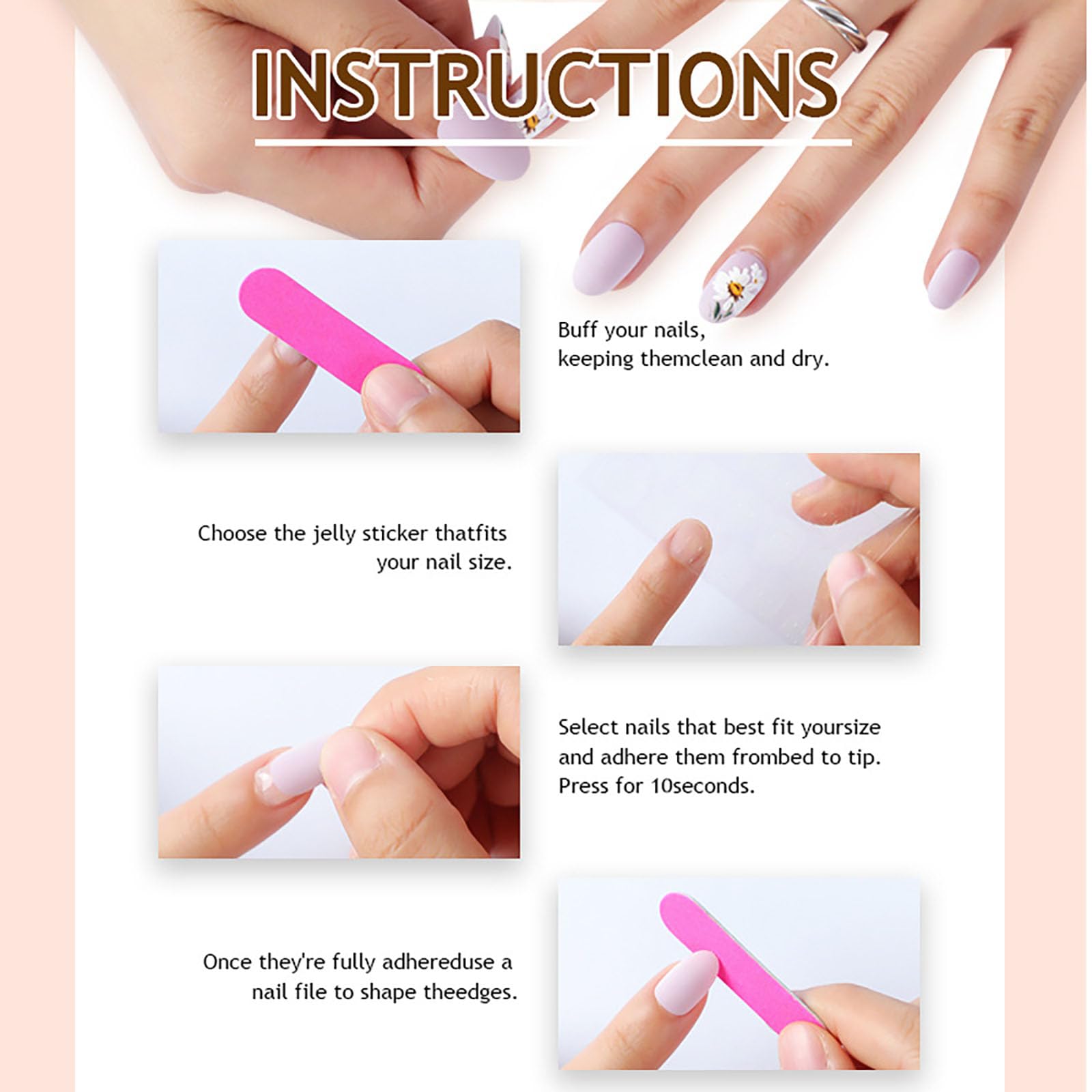 Meemooron long-wear press-on nails provide durable color up to two weeks.