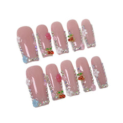 Meemooron pink French tip nails with glossy coating for chic nails