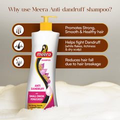 Meera anti-dandruff shampoo lather on hair showing silky, manageable results.