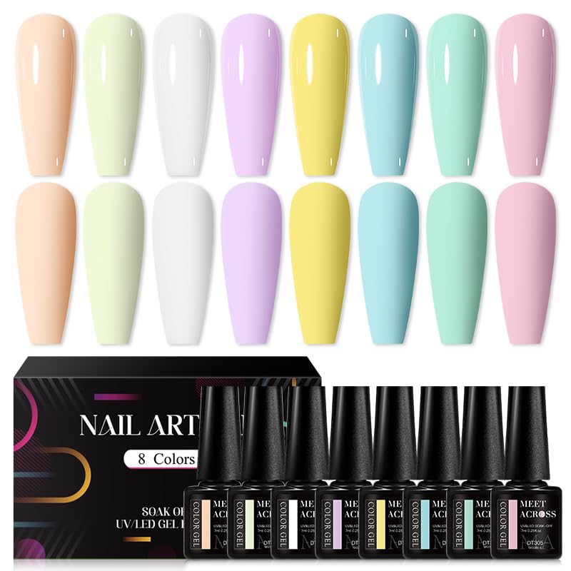 Meet Across eight color gel nail polish set bottle collection for vibrant manicures