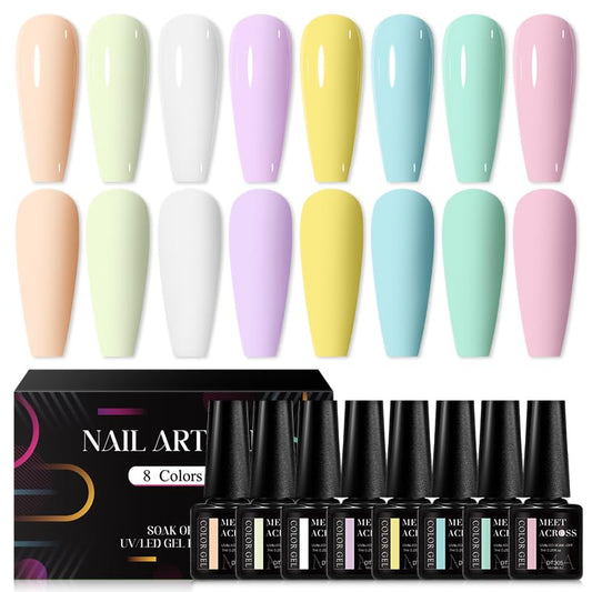 Meet Across eight color gel nail polish set bottle collection for vibrant manicures