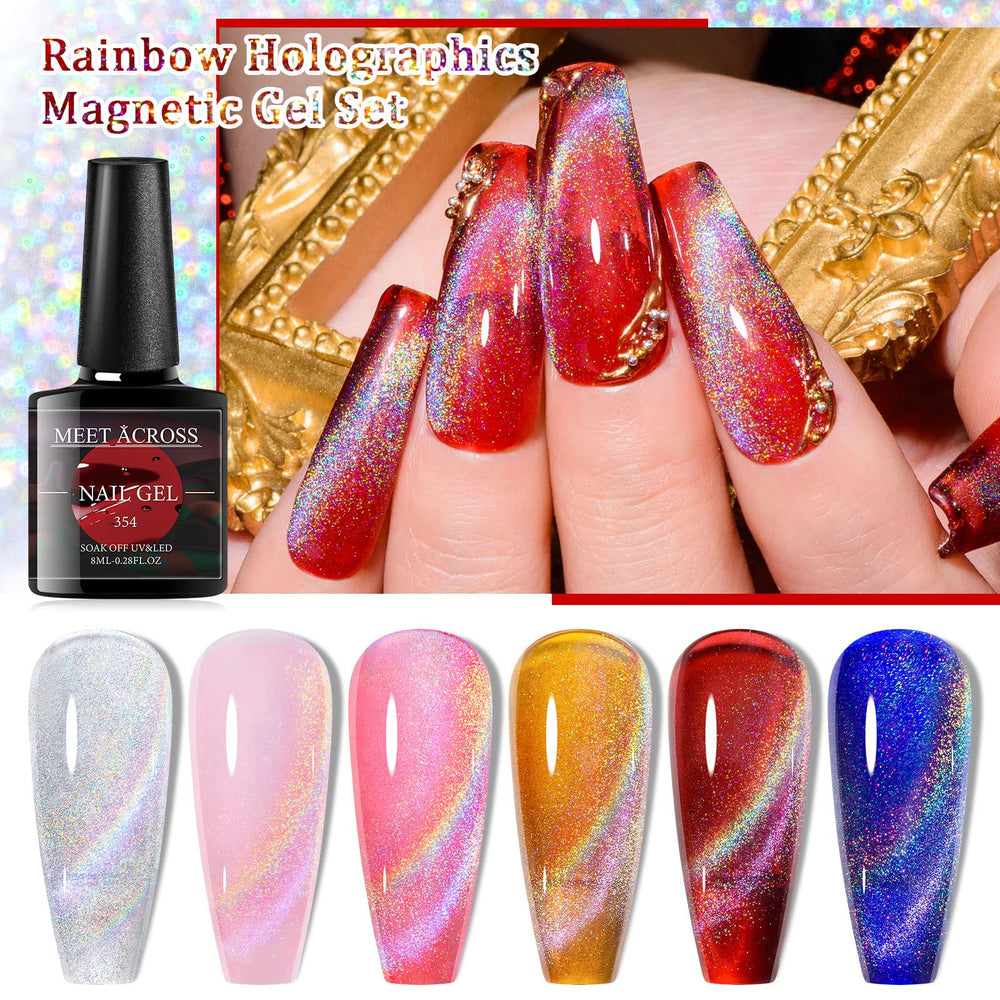 MEET ACROSS cat-eye chrome effect captured under varying lighting.