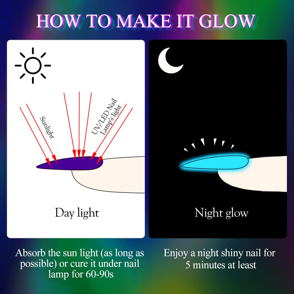 MEET ACROSS glow effect visible at night to inspire luminous nail art ideas.