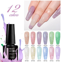 MEET ACROSS gift box packaging featuring the 12 color gel polish kit.