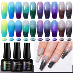 MEET ACROSS hand applying gel polish during at home manicure