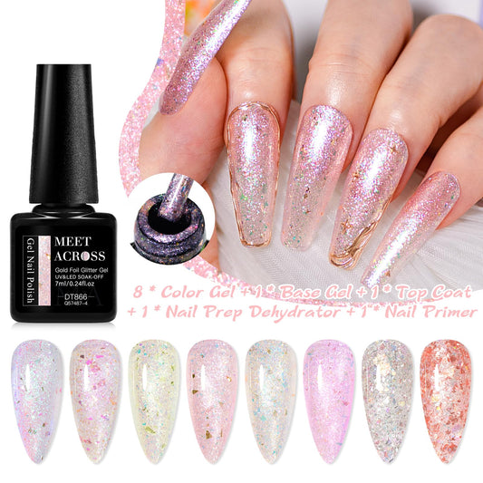 Meet Across meteorite sequins gel polish close-up with shimmering glitter.