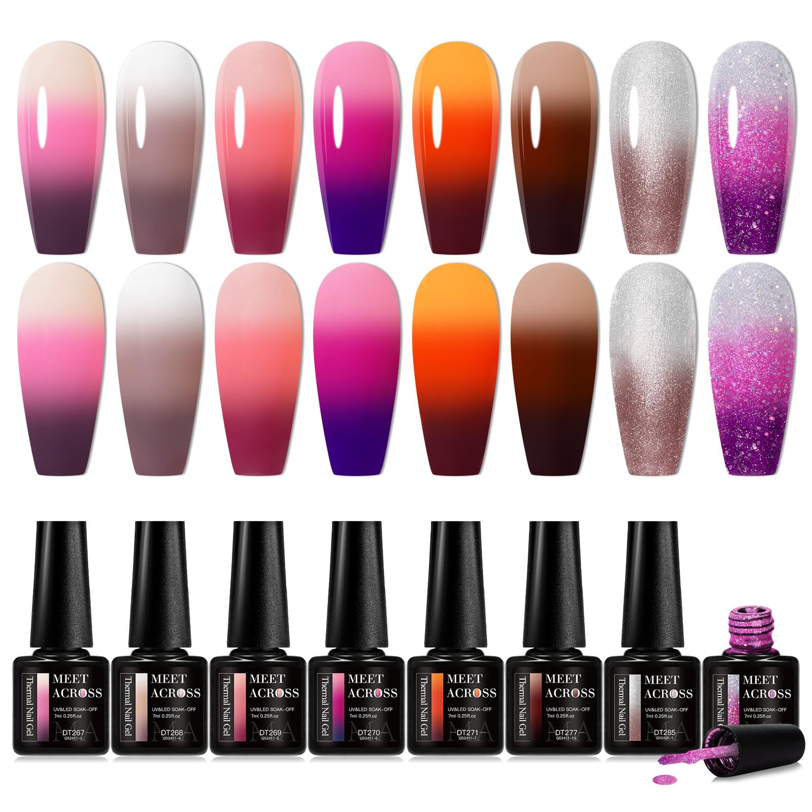 MEET ACROSS Mood Gel nails show color-changing two-tone look