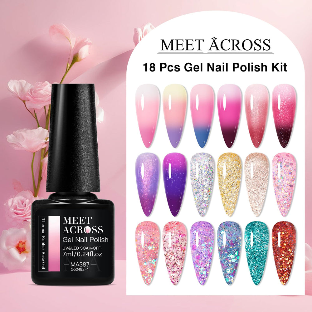 MEET ACROSS color-changing nail swatches show layering effects