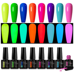 MEET ACROSS neon gel nail art kit for bold DIY designs.