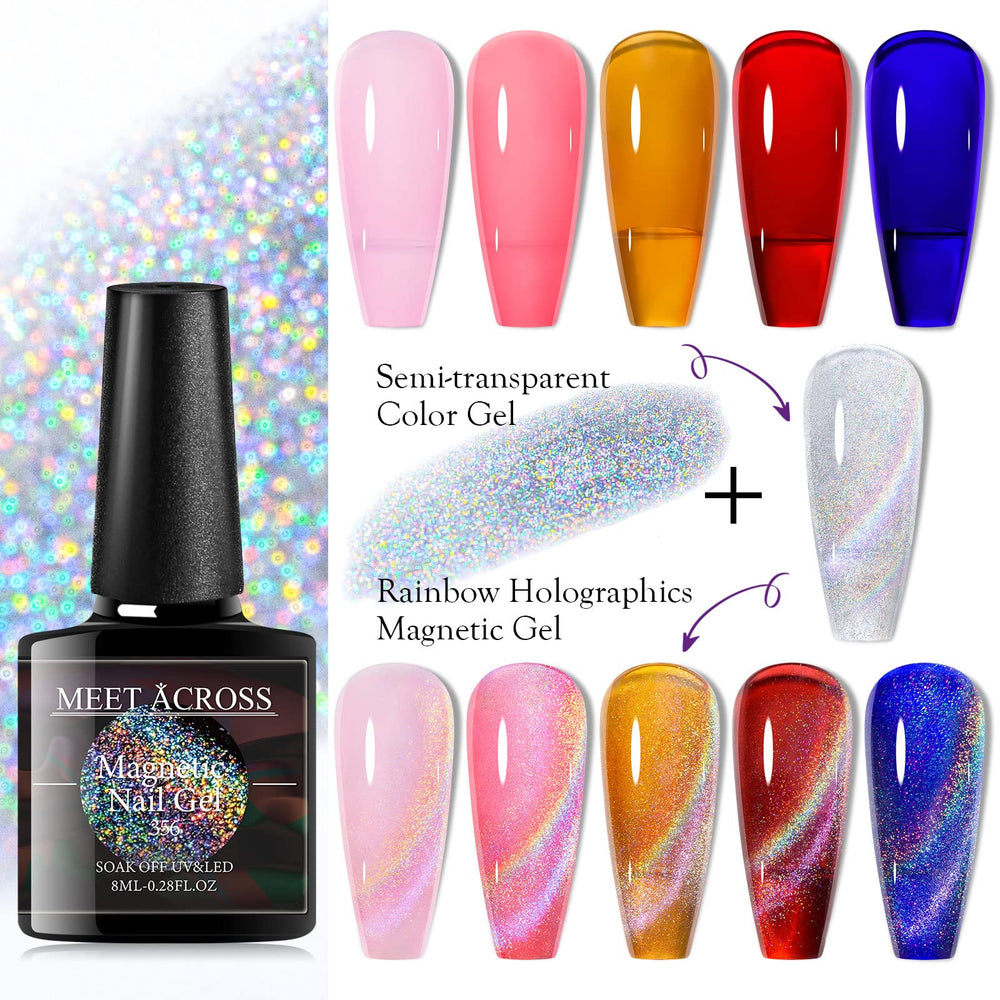 MEET ACROSS rainbow-gem 8ml gel polish swatches offer vibrant color variety.
