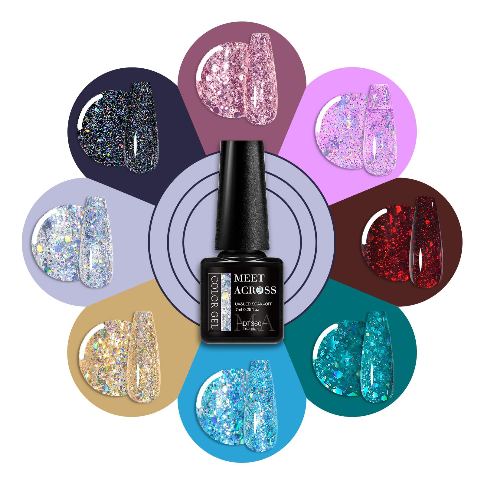 MEET ACROSS silver glitter gel nail polish adds cool sparkle for special occasions