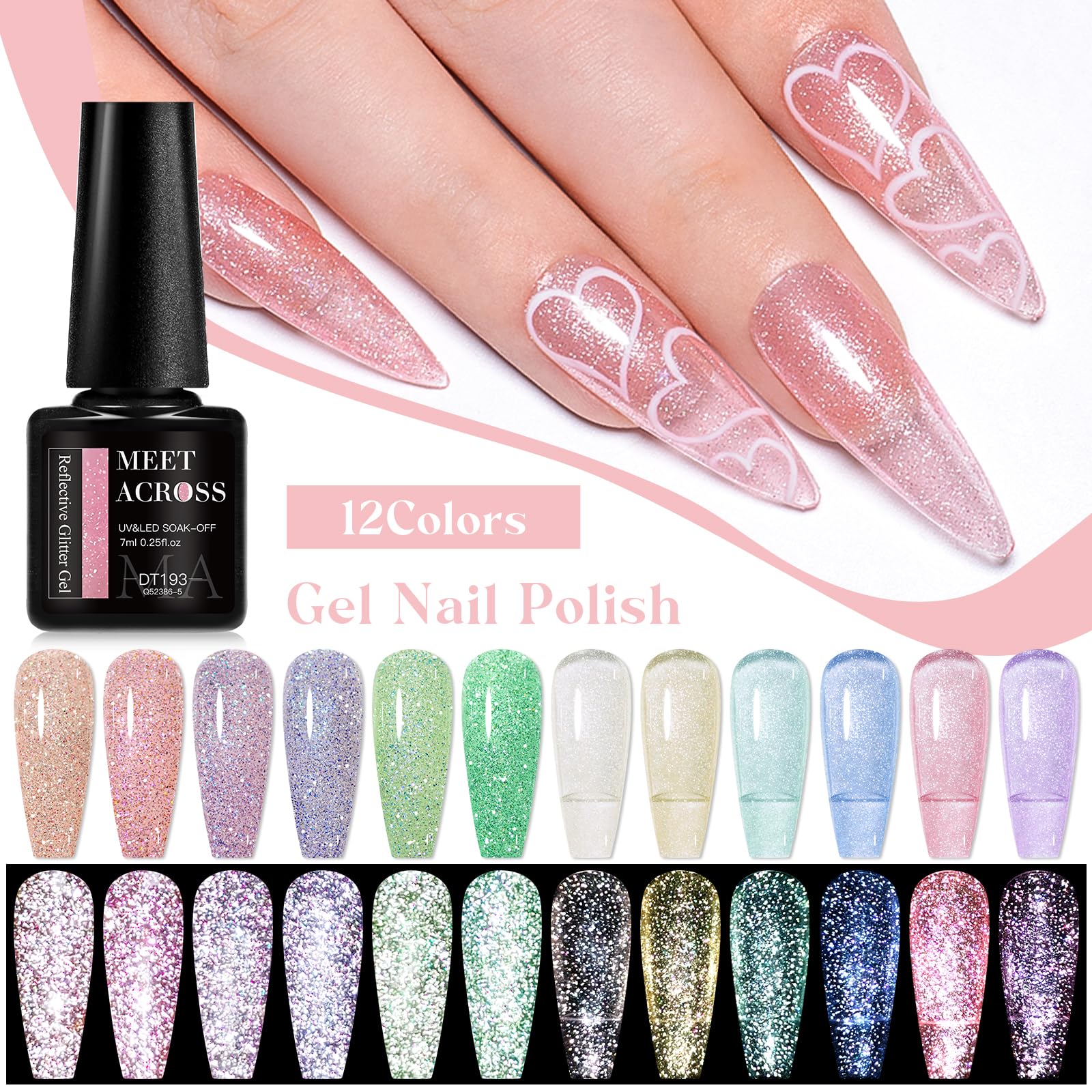 MEET ACROSS sparkling nail art demonstration showing easy at-home application.
